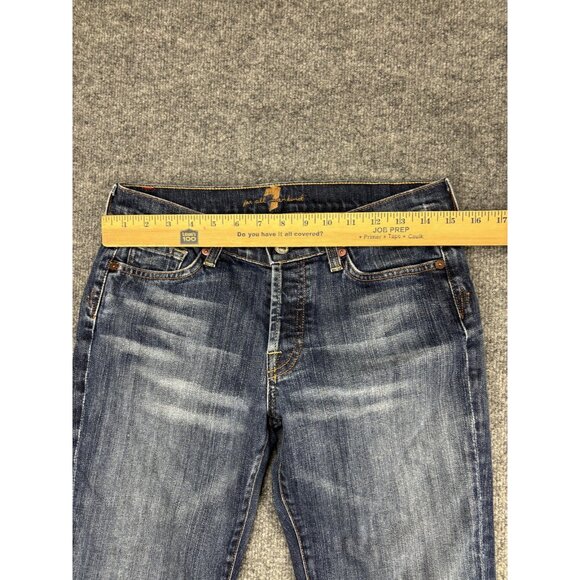 7 For All Mankind Jeans Womens 29 Blue Boy Cut Bootcut Stretch Denim Made USA - Picture 3 of 11